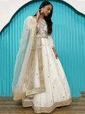 Enchanting White Dori Work Georgette Reception Wear Gown - Zeel Clothing