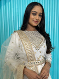 Enchanting White Dori Work Georgette Reception Wear Gown - Zeel Clothing