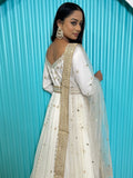 Enchanting White Dori Work Georgette Reception Wear Gown - Zeel Clothing