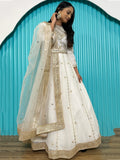 Enchanting White Dori Work Georgette Reception Wear Gown - Zeel Clothing