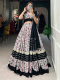 Enchanting White Printed Cotton Navratri Wear Lehenga Choli - Zeel Clothing