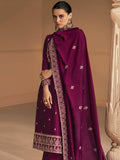 Enchanting Wine Embroidered Silk Festival Wear Suit Pant With Dupatta - Zeel Clothing