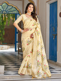 Enchanting Yellow Thread Embroidered Silk Wedding Wear Saree With Blouse - Zeel Clothing