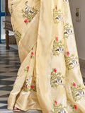 Enchanting Yellow Thread Embroidered Silk Wedding Wear Saree With Blouse - Zeel Clothing