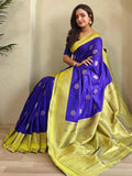 Endearing Royal Blue Zari Weaving Silk Designer Saree With Blouse - Zeel Clothing