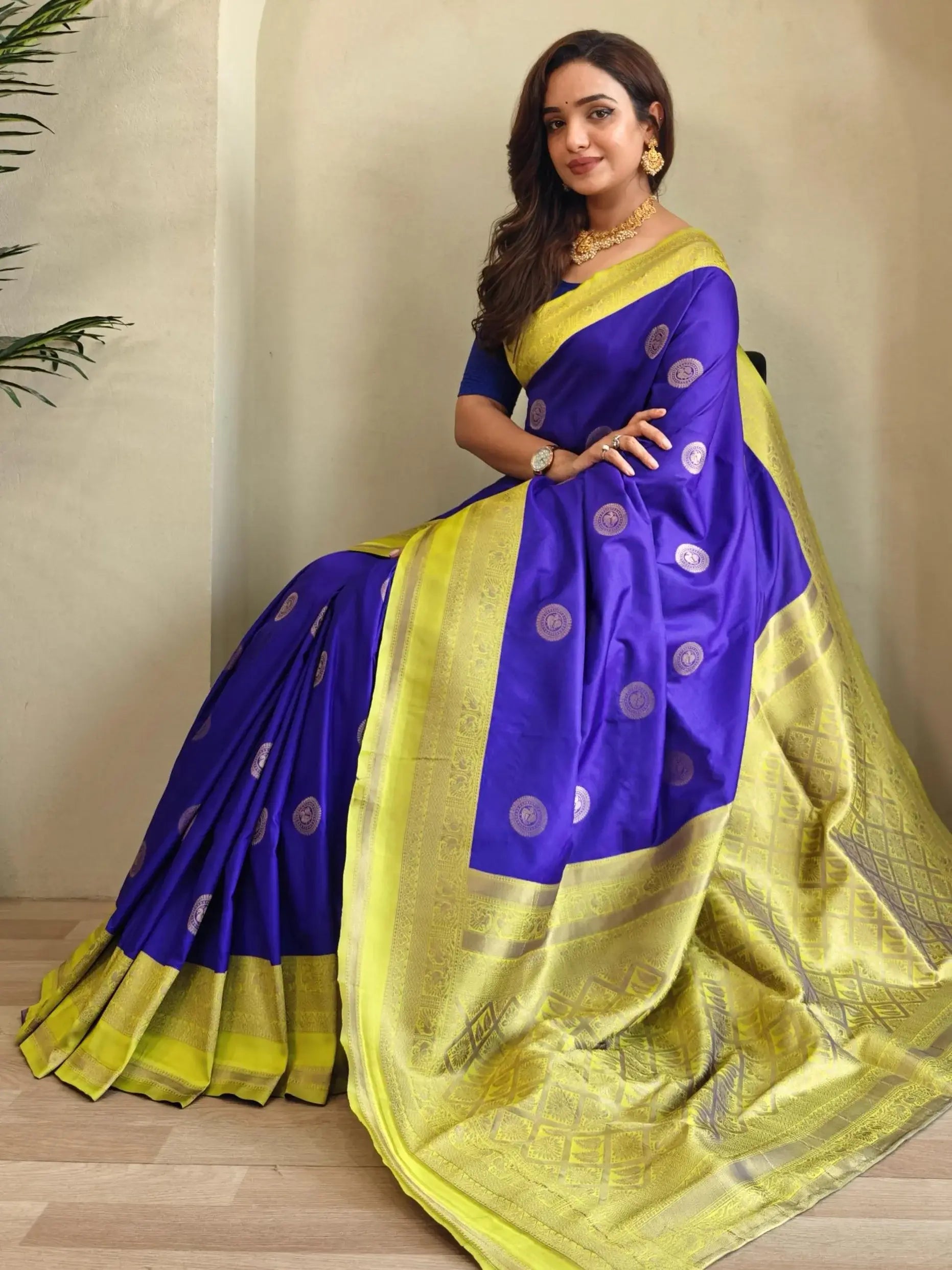 Endearing Royal Blue Zari Weaving Silk Designer Saree With Blouse - Zeel Clothing