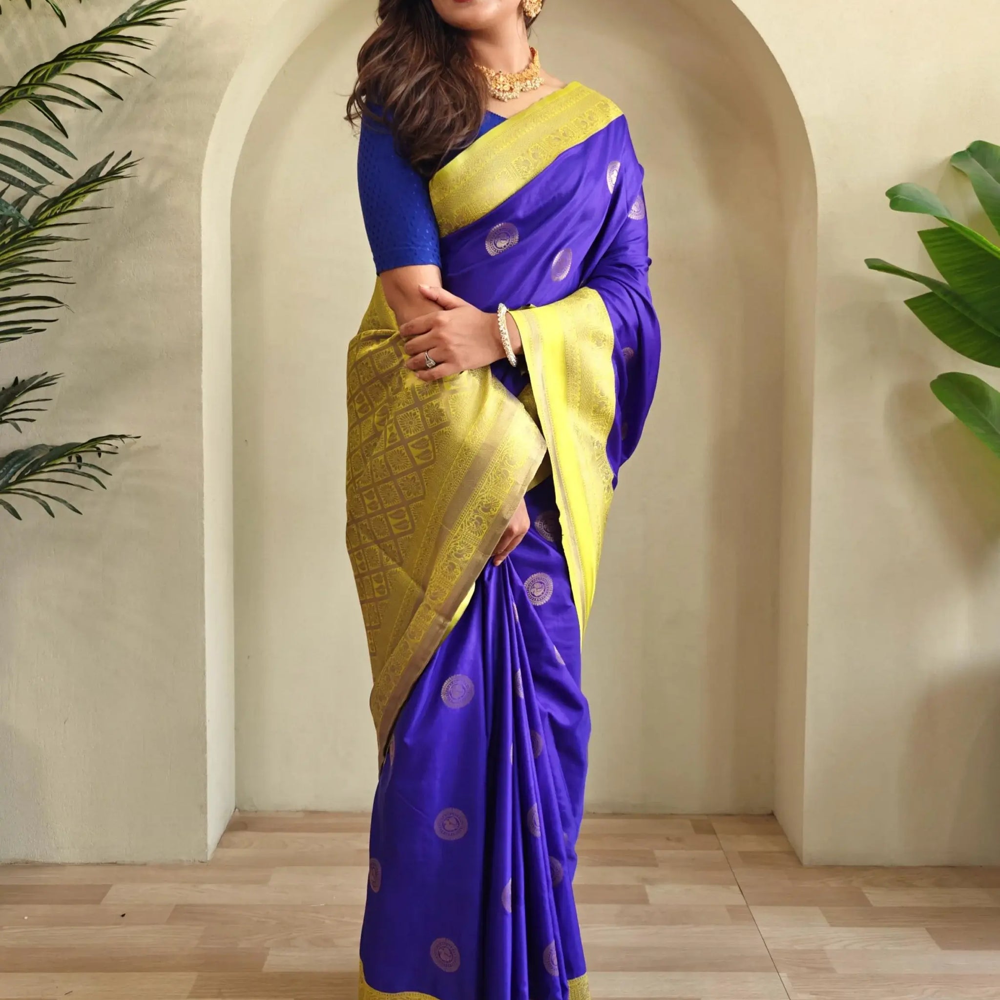 Endearing Royal Blue Zari Weaving Silk Designer Saree With Blouse - Zeel Clothing