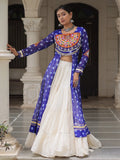 Energetic Royal Blue Cotton Festive Special Lehenga With Kutchi Patch Work Kurti - Zeel Clothing