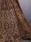 Engaging Brown Sequins Work Net Wedding Lehenga Choli - Zeel Clothing
