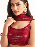 Engaging Red Sequins Georgette Designer Lehenga Choli With Dupatta - Zeel Clothing