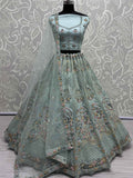 Enjoyable Aqua Blue Dori Work Net Bridesmaid Lehenga Choli - Zeel Clothing