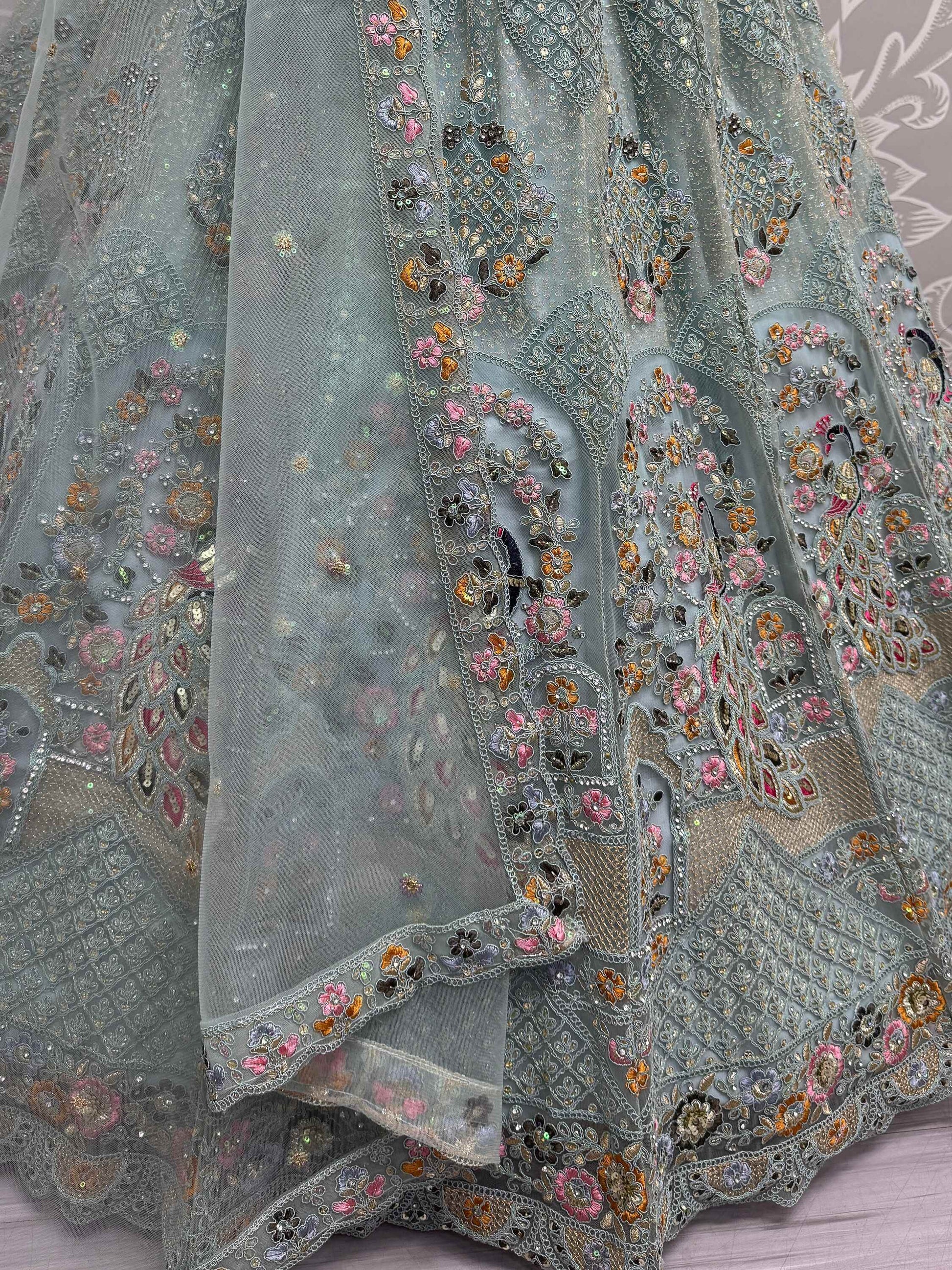 Enjoyable Aqua Blue Dori Work Net Bridesmaid Lehenga Choli - Zeel Clothing