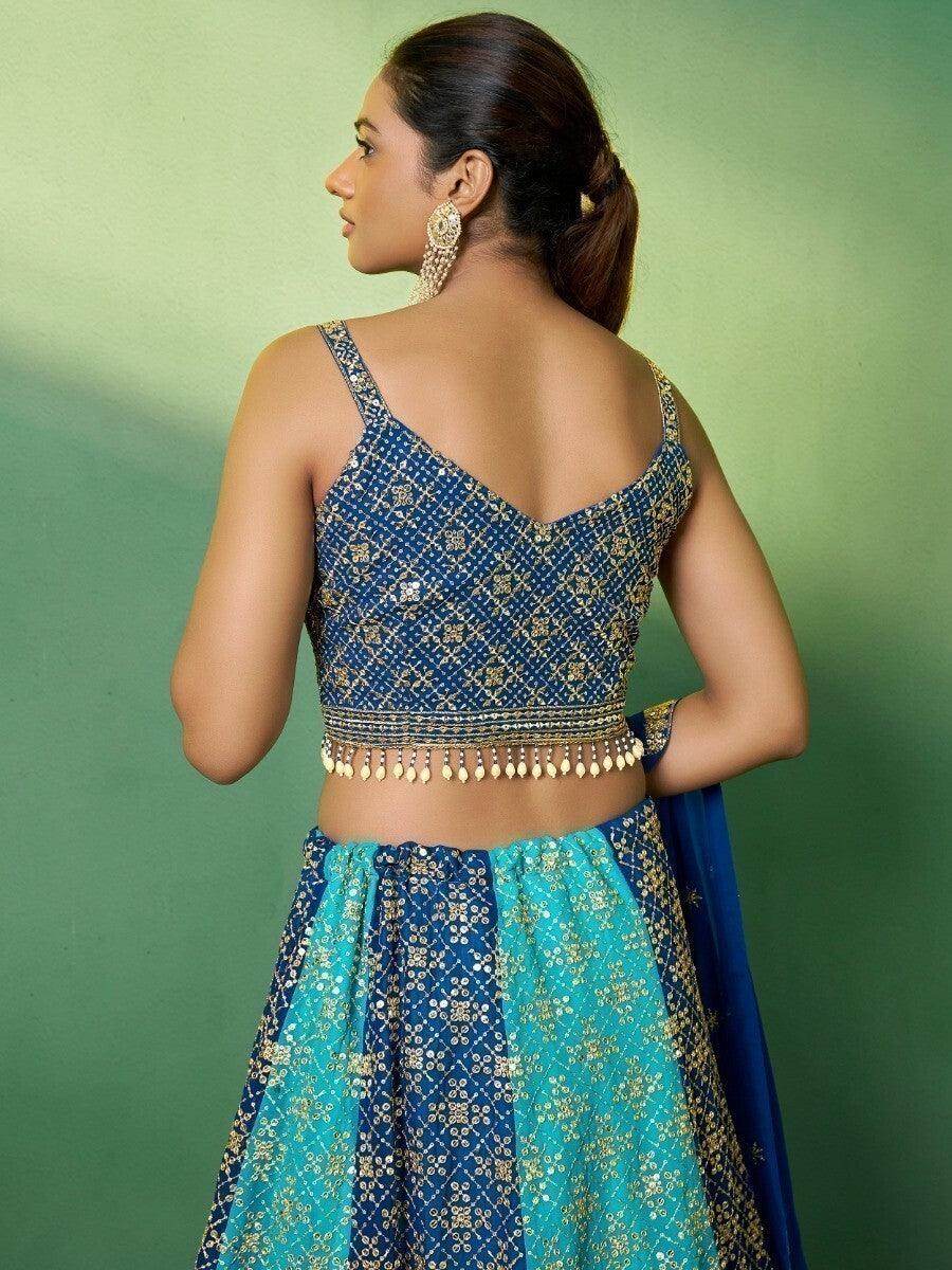 Enticing Blue Sequins Embroidered Engagement Wear Lehenga Choli - Zeel Clothing