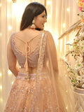 Enticing Peach Sequins Net Wedding Wear Lehenga Choli With Dupatta - Zeel Clothing