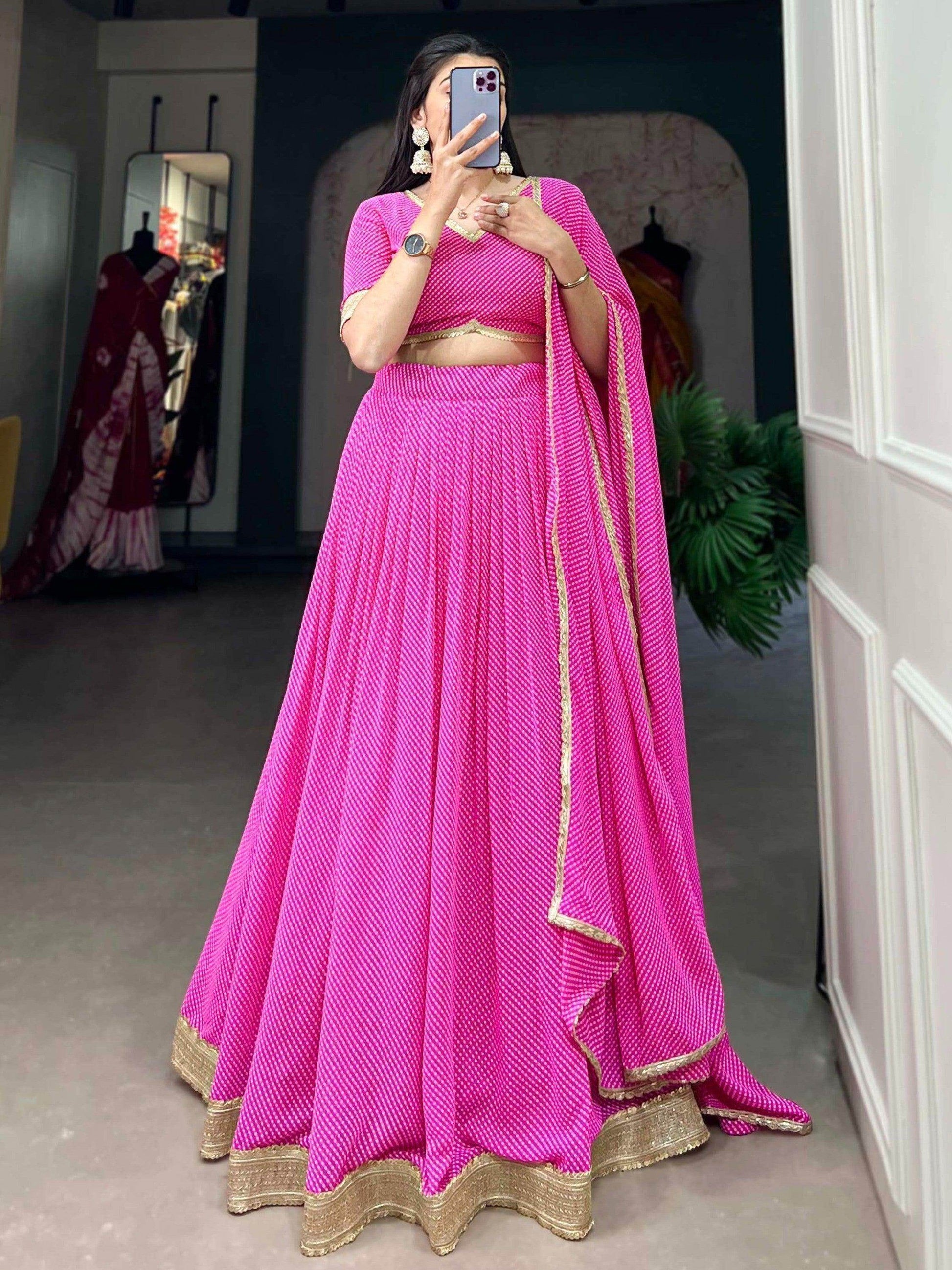 Enticing Pink Digital Printed Georgette Lehenga Choli With Dupatta - Zeel Clothing