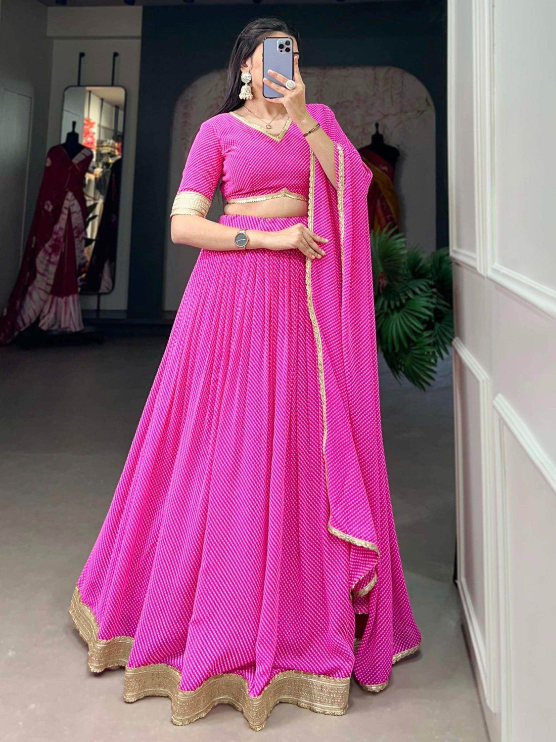 Enticing Pink Digital Printed Georgette Lehenga Choli With Dupatta - Zeel Clothing