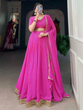Enticing Pink Digital Printed Georgette Lehenga Choli With Dupatta - Zeel Clothing