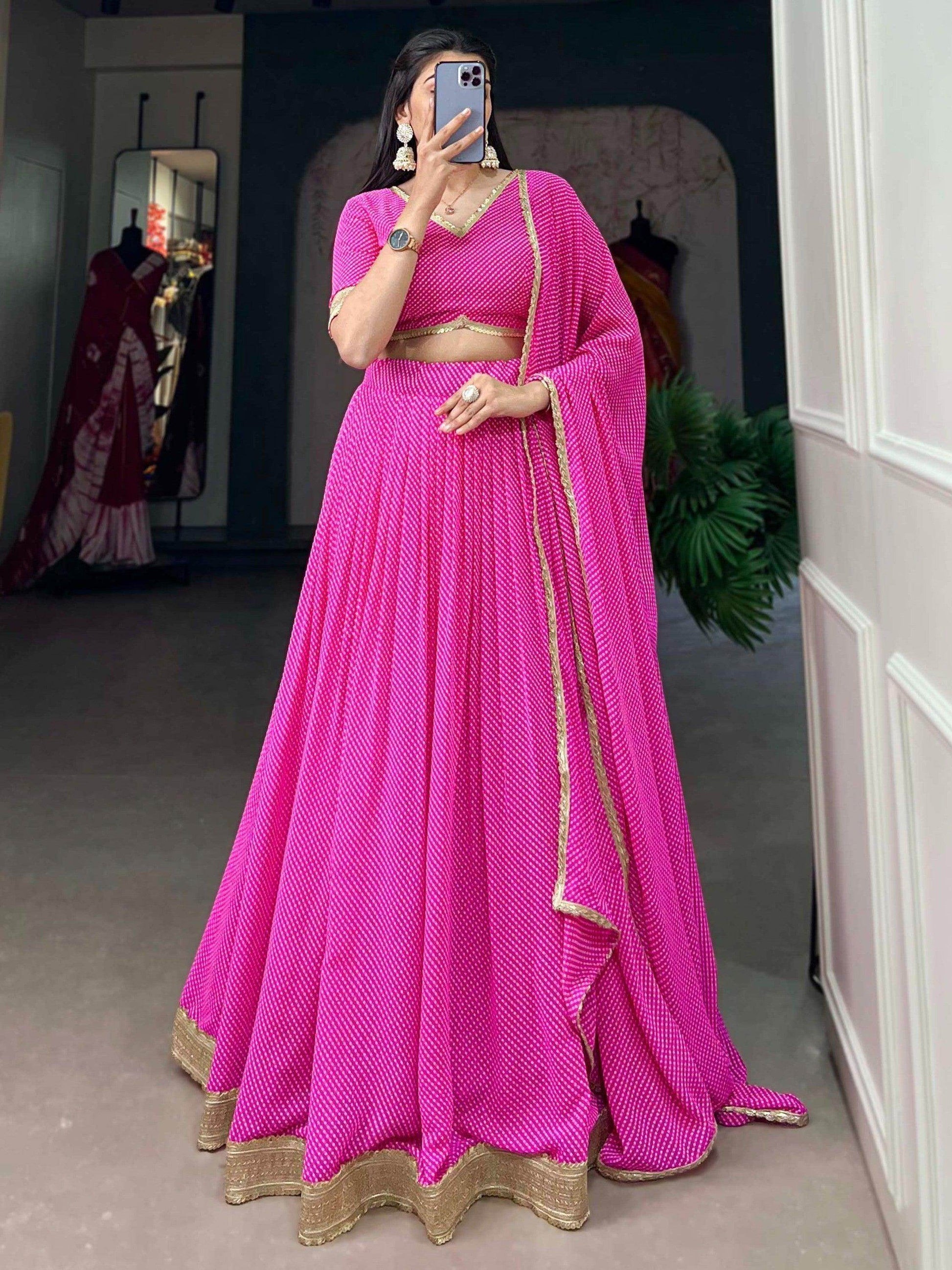 Enticing Pink Digital Printed Georgette Lehenga Choli With Dupatta - Zeel Clothing