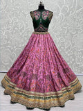 Enticing Pink Floral Printed Silk Lehenga Choli With Bandhani Dupatta - Zeel Clothing