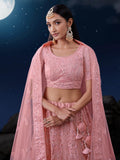 Enticing Pink Sequins Net Wedding Wear Lehenga Choli With Dupatta - Zeel Clothing