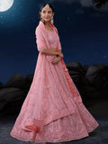 Enticing Pink Sequins Net Wedding Wear Lehenga Choli With Dupatta - Zeel Clothing