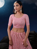 Enticing Pink Sequins Net Wedding Wear Lehenga Choli With Dupatta - Zeel Clothing