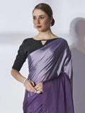 Enticing Purple Chiffon Party Wear Plain Saree With Blouse - Zeel Clothing