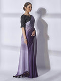 Enticing Purple Chiffon Party Wear Plain Saree With Blouse - Zeel Clothing