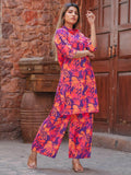 Enticing Purple Digital Printed Cotton Top Palazzo Co-Ord Set - Zeel Clothing