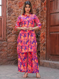 Enticing Purple Digital Printed Cotton Top Palazzo Co-Ord Set - Zeel Clothing