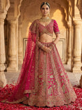 Esthetic Pink Heavy Embroidered Silk Bridal Lehenga Choli With Double Dupatta