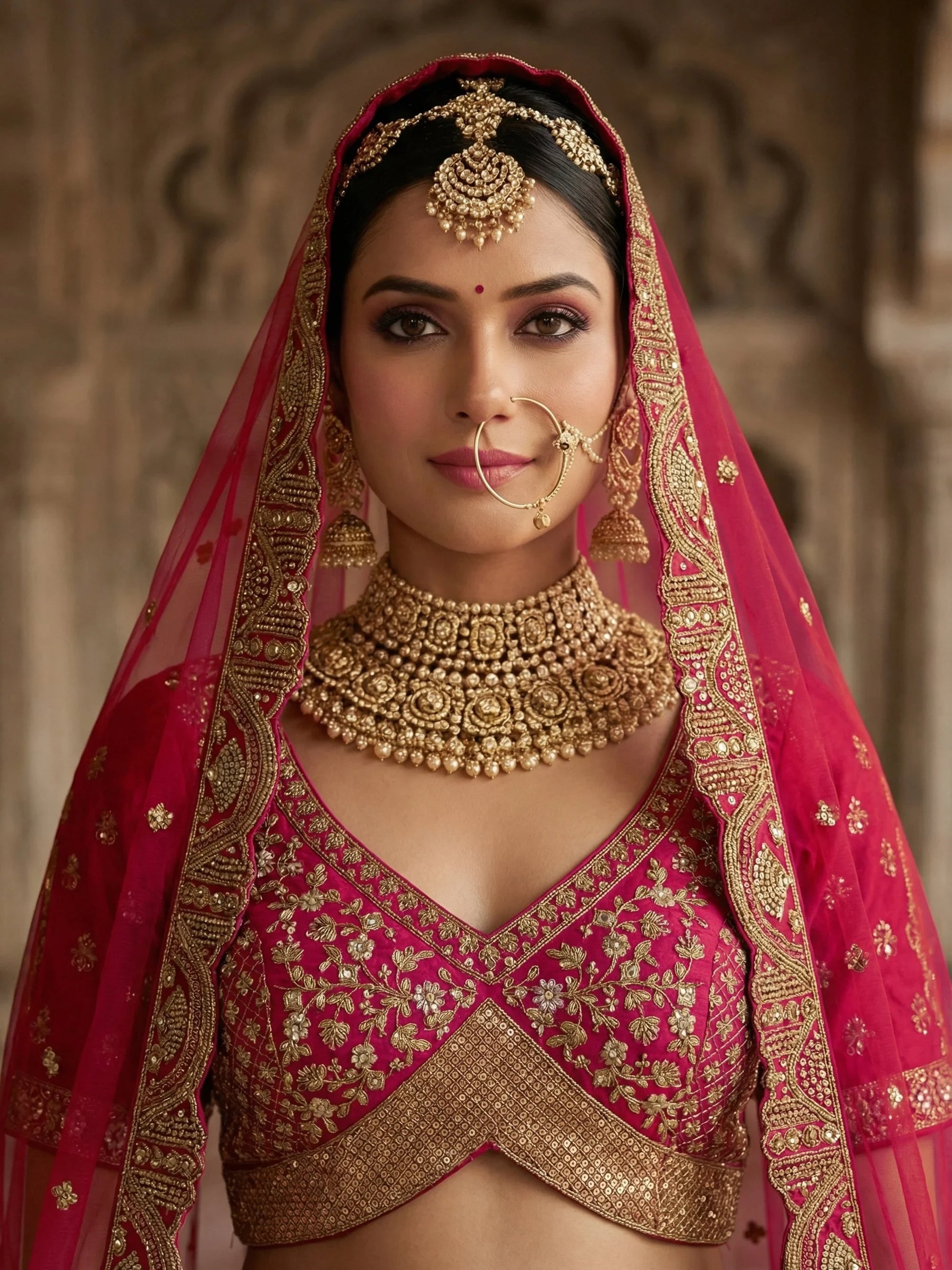 Esthetic Pink Heavy Embroidered Silk Bridal Lehenga Choli With Double Dupatta