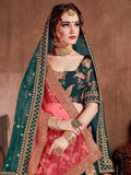 Ethnic Dark Green Colored Bridal Wear Designer Embroidered Lehenga choli - Zeel Clothing