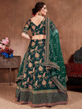 Ethnic Dark Green Colored Bridal Wear Designer Embroidered Lehenga choli - Zeel Clothing