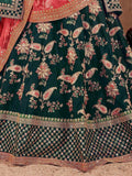 Ethnic Dark Green Colored Bridal Wear Designer Embroidered Lehenga choli - Zeel Clothing