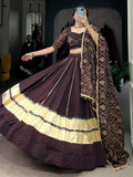 Excellent Brown Bandhej Printed Georgette Navratri Wear Lehenga Choli With Dupatta - Zeel Clothing