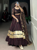 Excellent Brown Bandhej Printed Georgette Navratri Wear Lehenga Choli With Dupatta - Zeel Clothing