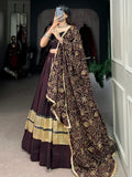 Excellent Brown Bandhej Printed Georgette Navratri Wear Lehenga Choli With Dupatta - Zeel Clothing