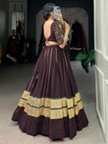Excellent Brown Bandhej Printed Georgette Navratri Wear Lehenga Choli With Dupatta - Zeel Clothing