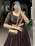 Excellent Brown Bandhej Printed Georgette Navratri Wear Lehenga Choli With Dupatta - Zeel Clothing