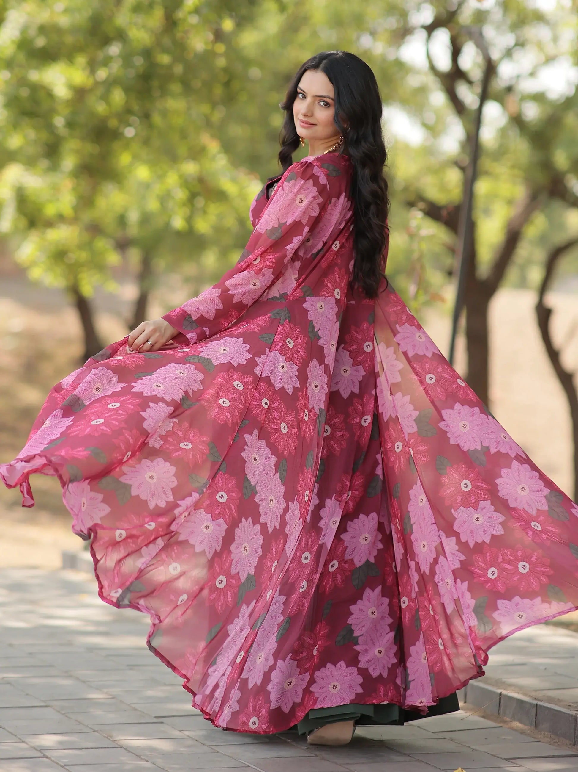 Excellent Green Georgette Festival Wear Crop Top Lehenga With Jacket - Zeel Clothing