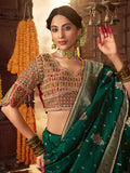 Excellent Green Zari Weaving Silk Mehendi Wear Saree With Blouse - Zeel Clothing