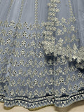 Excellent Grey Foil Work Net Wedding Wear Lehenga Choli With Dupatta - Zeel Clothing