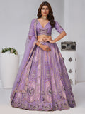 Excellent Lavender Zari Weaving Banarasi Silk Wedding Wear Lehenga Choli