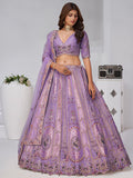 Excellent Lavender Zari Weaving Banarasi Silk Wedding Wear Lehenga Choli