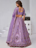 Excellent Lavender Zari Weaving Banarasi Silk Wedding Wear Lehenga Choli
