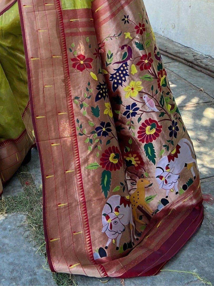 Excellent Light Green Woven Silk Traditionally Saree With Blouse - Zeel Clothing