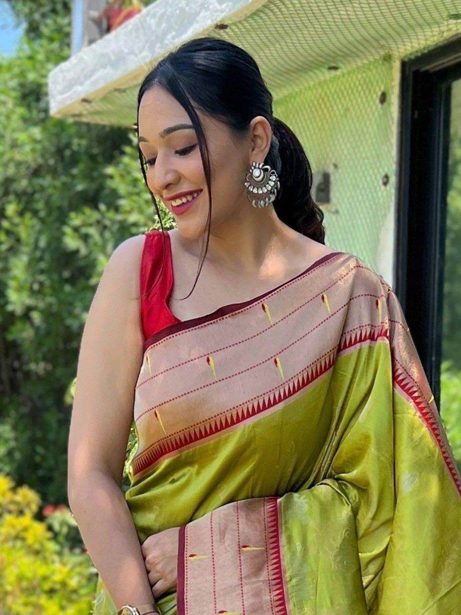 Excellent Light Green Woven Silk Traditionally Saree With Blouse - Zeel Clothing