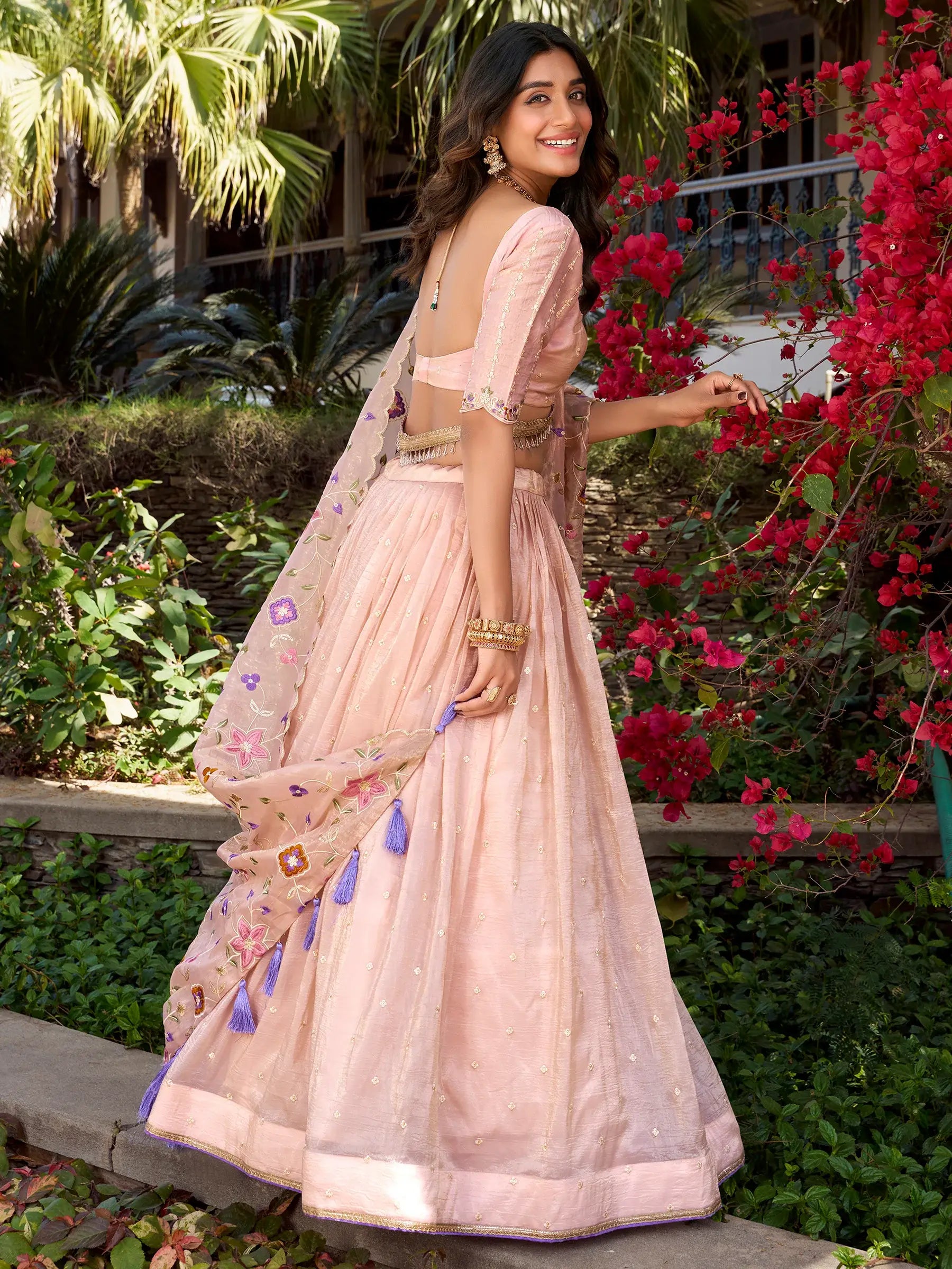 Excellent Light Pink Thread Work Silk Engagement Wear Lehenga Choli - Zeel Clothing