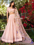 Excellent Light Pink Thread Work Silk Engagement Wear Lehenga Choli - Zeel Clothing